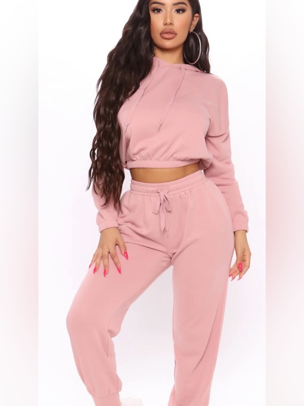 🆕 Fashion Nova West Coast Mauve Pink Drawstring Joggers Sz L